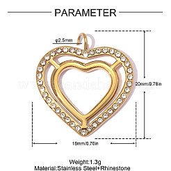 304 Stainless Steel with Crystal Rhinestone Pendants&nbsp;RB-OY001-13G-01