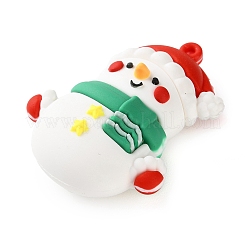 クリスマステーマのPVCプラスチックペンダント  雪だるま  50x38.5x22mm  穴：2mm&nbsp;LS-FIND-I059-01F