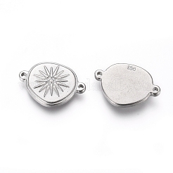 変色しにくい304ステンレススチールリンクコネクター  太陽とフラットラウンド  ステンレス鋼色  14.5x20.5x2.5mm  穴：1.4mm&nbsp;STAS-G214-04P