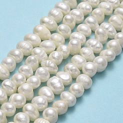 天然養殖淡水パールビーズ連売り  ポテト  ベージュ  5~5.5x5.5~6x5~5.5mm  穴：0.7mm  約69~71個/連  13.98~14.25インチ（35.5~36.2cm）&nbsp;PEAR-F018-17D-02