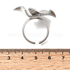 女性用真鍮カフオープンリング  プラチナ  3mm  内径：17mm&nbsp;RJEW-F215-06P