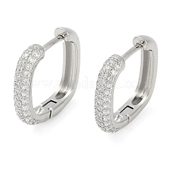 Rack Plating Square Brass Micro Pave Cubic Zirconia Hoop Earrings&nbsp;EJEW-Z059-13P