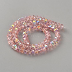 電気メッキガラスビーズセット  ロンデル  多面カット  ラベンダーブラッシュ  8x8x5mm  穴：1.2mm  約80個/連  15.35''（39センチメートル）&nbsp;FIND-WH0199-27A-05