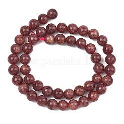 天然石ストロベリークォーツビーズ連売り  ラウンド  8mm  穴：1mm  約48個/連  15.16インチ（38.5cm）&nbsp;G-L595-C03-02