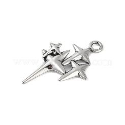 316サージカルステンレスペンダント  星のチャーム  アンティークシルバー  28.5x17x2.5mm  穴：2.2mm&nbsp;STAS-G349-39AS