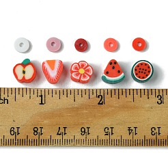 手作り樹脂粘土ビーズ  混合セット  レッド  6~12x1~10mm  穴：1.8~2mm&nbsp;CLAY-FS0001-37B