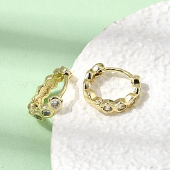 Brass Micro Pave Clear Cubic Zirconia Hoop Earrings&nbsp;EJEW-G473-06G