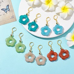 アクリルフラワーダングルフレンチフックピアス  ゴールド真鍮のイヤリング  ミックスカラー  53x27mm&nbsp;EJEW-JE05625