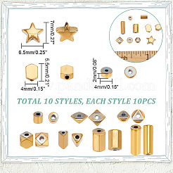 100Pcs 10 Styles Electroplated Synthetic Non-magnetic Hematite Beads&nbsp;G-AR0005-64
