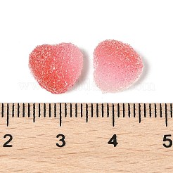 模造キャンディ食品スタイルの樹脂カボション  ハート  グラデーションカラー  ライトコーラル  9.5x10x5mm&nbsp;RESI-R461-01E
