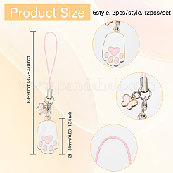 12Pcs 6 Style Alloy Enamel Mobile Straps&nbsp;HJEW-GL00015