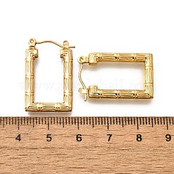 女性用304ステンレスフープピアス  イオンプレーティング（ip）  長方形  18KGP本金メッキ  26x17x3mm&nbsp;EJEW-L296-075G
