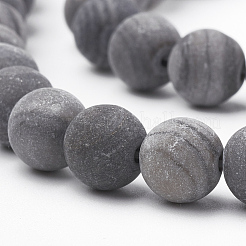 Natural Black Wood Lace Stone Wooden Jasper Beads Strands&nbsp;X-G-T106-013