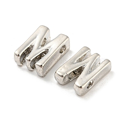 プラチナメッキ合金ビーズ  頭文字  文字.m  10x3mm  穴：1.8mm&nbsp;PALLOY-CJC0001-64P-M