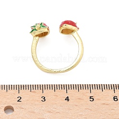 Brass with Enamel Cuff Open Rings for Women&nbsp;RJEW-Q019-01A-G