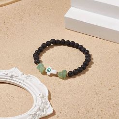 Natural Lava Rock & Gemstone Beaded Stretch Bracelet&nbsp;BJEW-JB08531