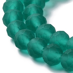 透明ガラスビーズ連売り  多面カット  艶消し  ロンデル  ティール  8mm  穴：1mm  約60~62個/連  39~40cm&nbsp;EGLA-A034-T8mm-MD18