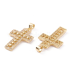 Brass Micro Pave Clear Cubic Zirconia Pendants&nbsp;ZIRC-M116-03G