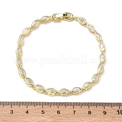 Horse Eye Brass Micro Pave Clear Cubic Zirconia Link Chain Bracelets for Women&nbsp;BJEW-C156-07B-G