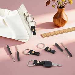 4Pcs Rectangle Cowhide & Iron Keychains&nbsp;FIND-FG0005-58B