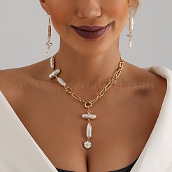 Alloy Imitation Pearl Flower Dangle Earrings&nbsp;FS-WG12CEA-02