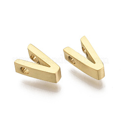 ステンレススチールチャーム201個  ゴールドカラー  文字.v  8x5x3mm  穴：1.6mm&nbsp;X-STAS-R110-V-G