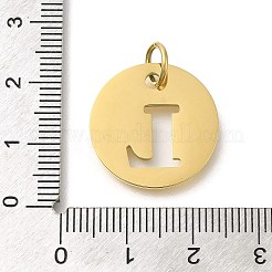 イオンプレーティング（IP）304ステンレスペンダント  丸カン付き  レーザー切断  レターチャーム付きフラットラウンド  18KGP本金メッキ  文字l  20x1mm  穴：4.5mm&nbsp;STAS-M074-01G-L
