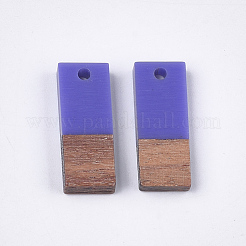 樹脂＆ウォールナットウッドペンダント  長方形  ミックスカラー  22.5~23x8.5~9x3.5mm  穴：2mm&nbsp;RESI-S358-79