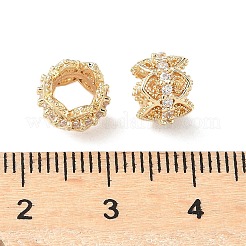 Brass Micro Pave Cubic Zirconia Rondelle European Beads&nbsp;KK-A254-11G
