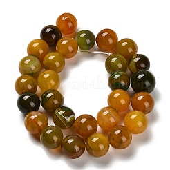 染め加工天然石瑪瑙ビーズ連売り  ラウンド  ゴールデンロッド  14mm  穴：1mm  約27個/連  14.88~15.35''（37.8~39センチメートル）&nbsp;G-G175-A11-01