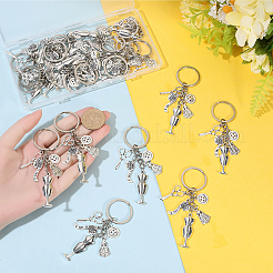 20Pcs Sewing Theme Alloy Measuring Tape & Scissors & Dress Keychains&nbsp;KEYC-SC00041
