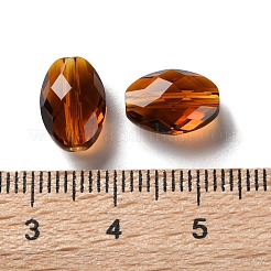 K9ガラス  模造オーストリアクリスタルビーズ  多面カット  オーバル  サドルブラウン  11x8x6mm  穴：1.5mm&nbsp;GLAA-R001-06B
