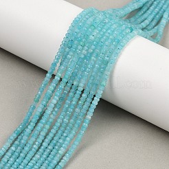 多面カットロンデル天然アマゾナイトビーズ連売り  3x2mm  穴：0.8mm  約163個/連  15.5インチ&nbsp;G-F289-06