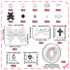 DIY ストレッチ ブレスレット メイキング キット  リンゴ、クマ、スノーフレーク、スターのアクリルビーズを含む  伸縮性のある糸  ブラック  185個/袋&nbsp;DIY-SC0022-39