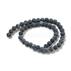 天然風化アゲート/クラックアゲート瑪瑙ビーズ連売り  ラウンド  グレードA  染め  ブラック  8mm  約50個/連  16インチ&nbsp;X-G-SR8MM-63