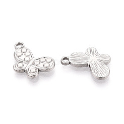 304ステンレススチール製バタフライペンダント  ステンレス鋼色  13x19x2mm  穴：2mm&nbsp;STAS-T069-33P