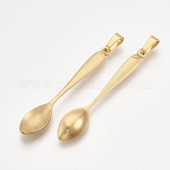 304ステンレススチール製ビッグペンダント  スプーン形  ゴールドカラー  52.5x9.5x4mm  穴：7.5x4mm&nbsp;STAS-T045-28G