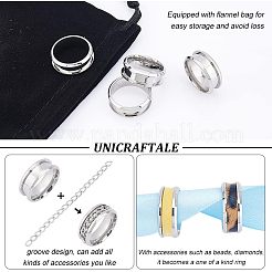 12Pcs Stainless Steel Grooved Finger Ring Settings&nbsp;STAS-UN0038-94A