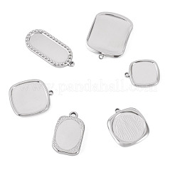 6Pcs 6 Styles 304 Stainless Steel Pendant Cabochon Settings&nbsp;STAS-TA0005-71P