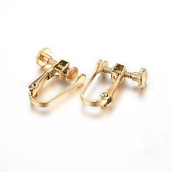 イオンプレーティング(IP) 304 ステンレススチール クリップオンイヤリング金具  ゴールドカラー  15x12.5x5mm&nbsp;X-STAS-H467-04G