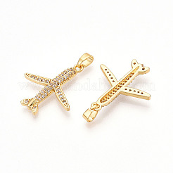 Brass Micro Pave Cubic Zirconia Pendants&nbsp;X-KK-T070-83G