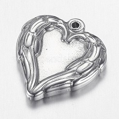 変色しにくい304ステンレススチールペンダント  ハートの翼  ステンレス鋼色  21.5x20x4mm  穴：1.5mm&nbsp;X-STAS-G108-14