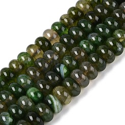 天然石瑪瑙ビーズ連売り  滑らかなロンデル  染め  ダークオリーブグリーン  10~10.5x5.5~6mm  穴：0.7~1.2mm  約61~69個/連  14.37~15.55インチ（36.5~39.5cm）&nbsp;G-Q613-01E-06