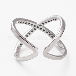 Brass Micro Pave Cubic Zirconia Cuff Rings&nbsp;RJEW-C101-13G-D