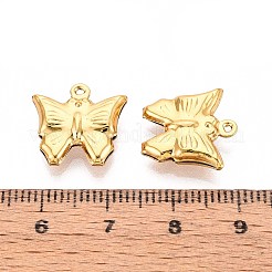 304ステンレススチールの蝶チャーム  イオンプレーティング（ip）  18KGP本金メッキ  15x15x4mm  穴：1mm&nbsp;STAS-N118-06G