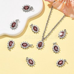 シェグレース 真鍮製マイクロパヴェ キュービックジルコニアペンダント  カドミウムフリー＆ニッケルフリー＆鉛フリー  花のチャーム  プラチナ  レッド  12x8x3mm  丸カン：4x1ミリ  内径：2mm&nbsp;XGRQ2O803-446F-P