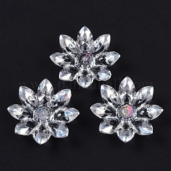 メッキアクリルビーズキャップ  多面カット  花  ホワイト  31x33.5x8.5mm  穴：1.8mm&nbsp;OACR-H118-05B