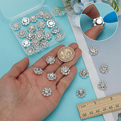 30本合金クリスタルラインストーンカボション  花  銀  15x6mm&nbsp;FIND-FG0004-69S