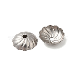変色しない316ステンレススチールビーズキャップ  マルチ花弁  花  ステンレス鋼色  7x2mm  穴：1.2mm&nbsp;X-STAS-C080-01P