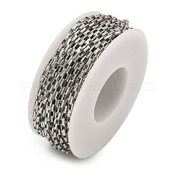 304ステンレススチール長方形リンクチェーン  溶接されていない  スプールで  ステンレス鋼色  3.5x2x1mm&nbsp;CHS-G038-03P